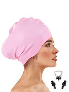 Unisex Oversized Swim Cap, Ponytail Design, Suitable For Long And Thick Curly Hair, Dreadlocks, Braids, Afro Hair, Silicone Material, Keeps Hair Dry, Beach Essential, Beach Accessory, Pool Float - Multicolor - View 21