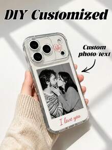 Capa de celular personalizada, proteção total contra quedas, com fotos em alta definição de casamento, casal, família, animais de estimação, férias e amigos. Compatível com iPhone 17/17PM/17PRO/AIR/16PM/16/15/14/13/12/11 e S25/S24/S23/S22/S21/A55/A53/A52/A15/A13/A12 e outros modelos. - Claro - Ver 1