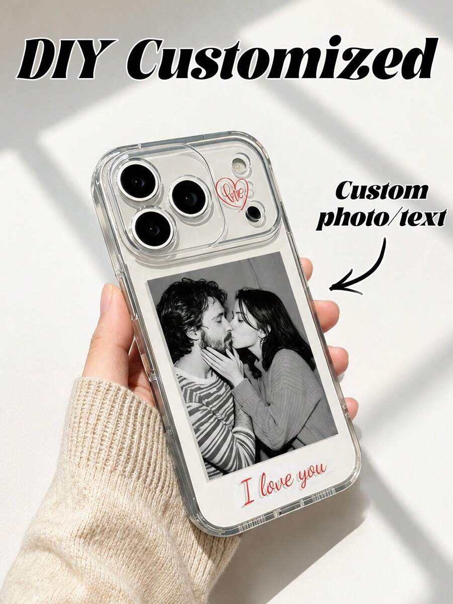 Capa de celular personalizada, proteção total contra quedas, com fotos em alta definição de casamento, casal, família, animais de estimação, férias e amigos. Compatível com iPhone 17/17PM/17PRO/AIR/16PM/16/15/14/13/12/11 e S25/S24/S23/S22/S21/A55/A53/A52/A15/A13/A12 e outros modelos. - Claro - Ver 1
