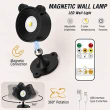 1/2 Pack Rechargeable Magnetic Wall Lamp, Touch & Remote Control LED Reading Light, 3 Color Modes, Dimmable And 360° Rotatable, Suitable For Bedroom And Bedside - Multicolor - View 2