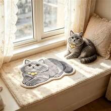 1pc Cute Grey Blue Cat Soft Carpet, Decorative Rug, Bedroom Decor, Small Rug, Carpet, Home Decor, Living Room Rug, Living Room Small Rug, Bedroom Rug, Living Room Home Decor, Outdoor Rug, Washable Carpet, - Multicolor - View 4