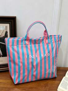 1pc PVC Striped Tote Bag Large Capacity Beach Bag Women's Shoulder Bag Lightweight Waterproof Suitable For Students/Girls/Young People Travel Beach Fitness Shopping Daily Use - Multicolor - View 16