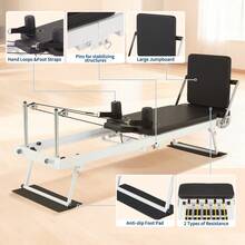 Studyset Pilates Reformer Machine For Home Gym, Foldable Pilates Equipment With Jump Board, Springs And Cords, Adjustable Resistance Trainer, Compact Pilates Machine For Full Body Workout - White - View 4