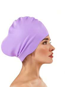 Unisex Oversized Swim Cap, Ponytail Design, Suitable For Long And Thick Curly Hair, Dreadlocks, Braids, Afro Hair, Silicone Material, Keeps Hair Dry, Beach Essential, Beach Accessory, Pool Float - Multicolor - View 15