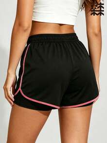mulinsen Women's Solid Color Side Zipper Tulip Hem Athletic Shorts / Gym Shorts / Cycling Shorts - Hot Pink - View 4