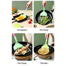 1/2 piezas Espátula de silicona translúcida para rollos de pollo, herramienta de cocina resistente al calor, espátula antiadherente para pizza y panqueques, adecuada para raspador de horneado, espátula para sartén de freír en el hogar - Multicolor - Ver 8