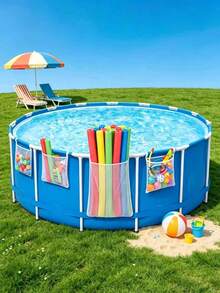 Suction Cup Hanging Mesh Pool Storage Bag, Off-The-Ground Hanging Storage For Pool Noodles, Floats, Buoys And Water Toys, Quick-Drying Breathable Mesh Pouch Swimming Storage Bag, Essential For Back To School Dorm Swimming Class, Suitable For Home Pool, Beach, Camping, Summer Swimming Enthusiasts And Family - Multicolor - View 2