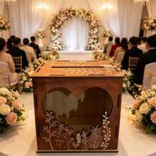 Wooden Wedding Card Box With Window Envelope Mail Storage Box, Wedding Decor, Party And Event Supplies/Decorations/Seasonal Decor, Room Decor, Women's Decor, Christmas Decor - 1PC - View 3