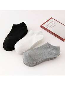 30/15/10/5/3/1 Pares de Calcetines Minimalistas de unicolor de Corte Bajo para Hombres, Transpirables y Absorbentes de Humedad, Calcetines Invisibles, Adecuados para Todas las Estaciones - Multicolor - Ver 1