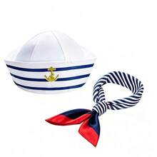 1, 2, 4, 6 Pieces, Adult Navy-Style Hats, Halloween Cosplay Photo Props, Sailor Hats, Anchor Decorations, Navy Striped Cosplay Party Costume Hats - Multicolor - View 1