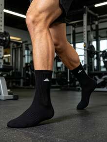 1/5/10/20 Pairs Men's Ribbed Comfortable Durable Mid-Calf Socks, Triangle Pattern Sports Socks, Suitable For Casual Fitness Sports, Daily Wear - Multicolor - View 5