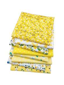 8 Stücke Gänseblümchen Stoff Pack, geeignet für Nähprojekte, enthält sortierte Stoffe, ideal für DIY Basteleien und Handarbeit (20*25cm/40*50cm) - Standard - Übersicht 7