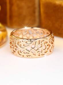 1 Elegant And Stylish Openwork Heart-And-Vine Ring-Perfect For Everyday Wear Or As An Accessory For Your Commute. - Yellow Gold - View 4