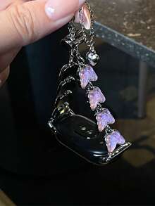 1pc Women's Summer Vacation Style Multi-Functional Shiny Butterfly Chain Watch Band, Compatible With Band 8 Pro/9 Pro, 8/8 NFC/9/9 NFC/10/10 NFC, Watch4/Watch5/Watch6 - Purple - View 6