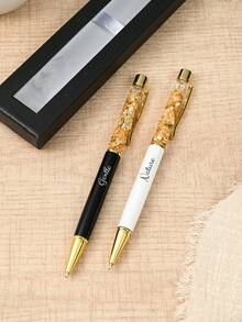 Customizable Metal Ball Pen, Personalized Teacher Pen, Customized Neutral Pen (With Gift Box) - Surprise Gift For Friends, Classmates, Family, Creative Gift, Customizable Writing Pen, Christmas Gift, Friends, Couples, Home, Office, Corporate Gift - 1 Pen + 1 Pencil Case - View 4