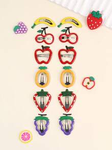 12pcs/4pcs Multicolor Cute Fruit Hair Clips, Cute Metal Side Clips And BB Clips, Crocodile Clips, Suitable For Girls And Teenagers Cute Hair Accessories Gift, Daily And Summer Vacation Wear - Multicolor - View 2