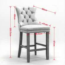 Set Of 2 Bar Stools With Velvet Upholstery / Medieval-Modern Style Bar Stools / Weight Capacity Up To 300 Lbs / High-Elasticity Foam / Suitable For Restaurants Or Kitchens - 黑色 - 查看 3