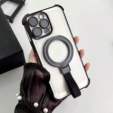 Square Silicone Phone Case With Lanyard, Built-In Metal Kickstand, Compatible With Wireless Charging, Shockproof And Anti-Drop Protective Cover, Multi-Functional Phone Stand Case - Multicolor - View 6