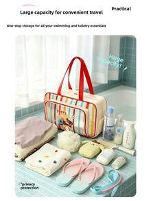 1pc Swimming & Fitness Wet/Dry Separation Storage Bag, Large Capacity With Shoe Compartment, Cartoon Handheld Toiletry Bag,Back To School - Multicolor - View 8