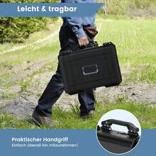 Portable Box, Security Box With 3 Sponges, PP Case, Handle, Document Box For Travel, Camping (47 X 37 X 18 Cm) - Black - View 5