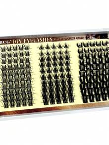 150pcs 6-in-1 Bulu Mata Palsu Gaya Kartun Berduri Berkelompok, Ekstensi Bulu Mata Berduri Tunggal Unik Gaya Kartun Tipis, Ekstensi Bulu Mata Gaya Anime Bervolume DIY D Curl 10-16mm - Hitam - View 4