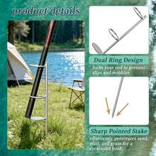 3pcs Round Stable Fishing Rod Holders, Suitable For Shore And Sea Dual-Ring Ground-Insert Fixed Mounts, Ideal For Beach And Pier Fishing, Fishing Accessories - Multicolor - View 5