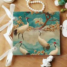 24 Sheets 6*6 Inch Chinese Crane & Peony Decorative Paper, Vintage National Style Scrapbooking Background Paper, Gift Box Packaging, Greeting Card Making Material - Square - View 8