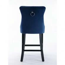 Set Of 2 Bar Stools With Velvet Upholstery / Medieval-Modern Style Bar Stools / Weight Capacity Up To 300 Lbs / High-Elasticity Foam / Suitable For Restaurants Or Kitchens - 藍色 - 查看 7