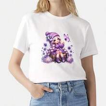 1/2/3pcs Purple Hair Butterfly Girl Heat Transfer Sticker | Gentle Cartoon DIY Heat Transfer Decal, Braided Hair Purple Dress Girl With Violet And Purple Butterfly, Suitable For T-Shirts, Sweatshirts, Sweaters, Canvas Bags, Gentle And Healing - Multicolor - View 7