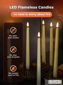 6pcs Flameless Candle Lights, With Remote Control/Timer Function, Battery Operated LED Candles, Flickering Wishing Candles, Suitable For Candle Holders, Weddings, Parties, Dining Tables, Christmas, Halloween, Valentine's Day, Mother's Day - White - With Remote Control - View 8