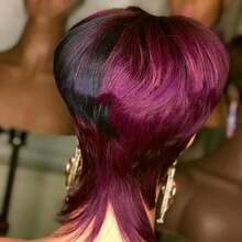 Short Pixie Cut Wig For Women Human Hair 1B/Purple Colored Short Wig For Layered Pixie Wigs Brazilian Human Hair Glueless Wig Daily Use,Party Wig None Lace Front Full Machine Made Wigs Throw On And Go Wig - Multicolor - View 4