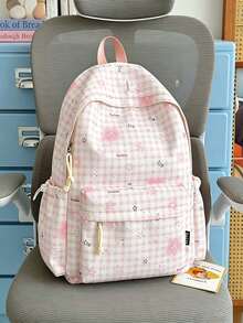 1pc/5pcs Popular Plaid Star Student Backpack, Lightweight Multi-Pocket Design, Suitable For Back To School And Travel, Can Hold Textbooks And Pencil Cases, Thickened Shoulder Straps, No Plush Dog Pendant, Student Daily School Backpack - Multiple Styles - View 8