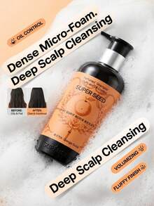 SUPER SEED Champú Voluminizador de Control de Grasa de Soda de Naranja, Nutre el Cuero Cabelludo y las Raíces del Cabello, Mejora la Textura, el Brillo y la Densidad del Cabello, Adecuado para Todos los Tipos de Cabello - Champú - Ver 3