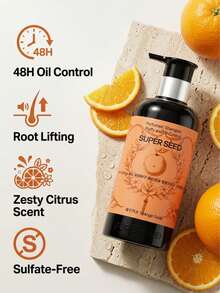 SUPER SEED Champú Voluminizador de Control de Grasa de Soda de Naranja, Nutre el Cuero Cabelludo y las Raíces del Cabello, Mejora la Textura, el Brillo y la Densidad del Cabello, Adecuado para Todos los Tipos de Cabello - Champú - Ver 5