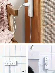 1/3pcs Self-Adhesive Cable Management Clips, No-Drill Desktop Socket Holder, Slide-In Power Strip Mount, White Plastic Adhesive Cable Organizer Brackets, Cable Holder, Practical Hooks - A - View 9