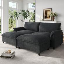 Sofá Modular Cloud - Sección Beige 3 Asientos, Estantería Oculta - Negro, 4 plazas - Ver 2