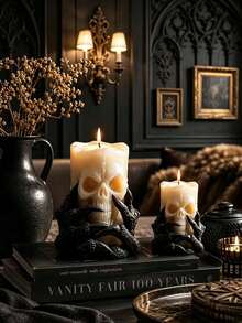 Skull Shaped Silicone Mold, Suitable For DIY Gothic Style Candles, Plaster Resin Crafts And Aromatherapy Diffuser Stones, Dark Theme Wax/Plaster Mold, Desktop Decoration, Perfect Gift For Crafters And Gothic Enthusiasts - Skull Column - View 4