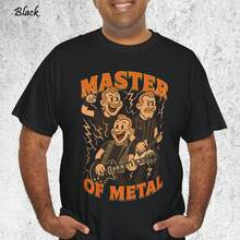 Camiseta Retro de Dibujos Animados Master of Metal, Camiseta con Gráficos de Música Rock - Negro - Ver 1