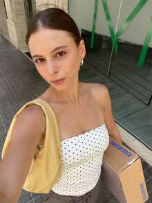 Women's Cute Polka Dot Tube Top, Sleeveless Tube Design, High Elastic Fabric, Soft Touch - White - View 2