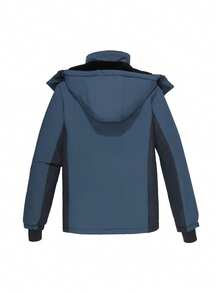 Women's Ski Jacket, Waterproof Warm Fleece Hooded Snowboard Coat For Winter - Titanium Gray Blue/Blue Black - View 3