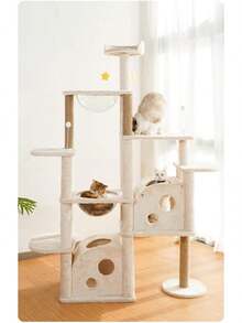 Cat Scratching Post, Cat Tree Furniture Tower, Multi-Level, With Cheese Design (170CM) - Grey - View 3
