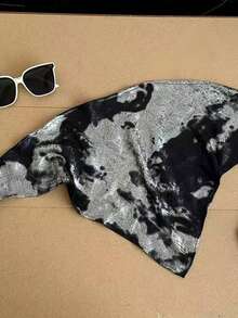 1pc Fashionable New Liquid Silver Headscarf Square Scarf, Street Casual Style For Girls - Multicolor - View 7