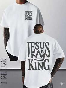 2026 New Men's Short Sleeve Graphic T-Shirt, Jesus Cross Design, Faith, Daily Wear, 100% Cotton, Unisex, Gift Idea For Him Or Her, Religious Clothing, Spiritual Clothing, Design Of - 黑與白 - 查看 1