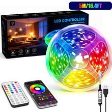 3ft-100ft RGB LED燈條，適用臥室家居裝飾，電視背光燈，附44鍵遙控器與APP控制，定時、音樂同步變色燈條，適用房間、客廳、節日裝飾、廚房裝飾 - 多色光 - 查看 18