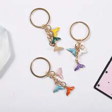 1Pc Kawaii Girly Zinc Alloy Mermaid Tail Keychain Shimmer Enamel Multi-Color Tail Pendant Metal Key Ring Luggage Handbag Daily All-Match Accessory - Multicolor - View 2