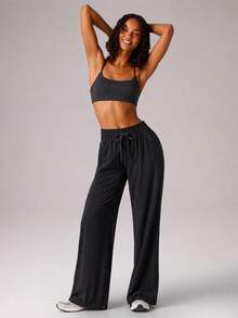 CZRLHYT Women's Drawstring Zipper Pocket Woven Pants, Multi-Functional Loose Pants For Outdoor Activities - Black - View 6