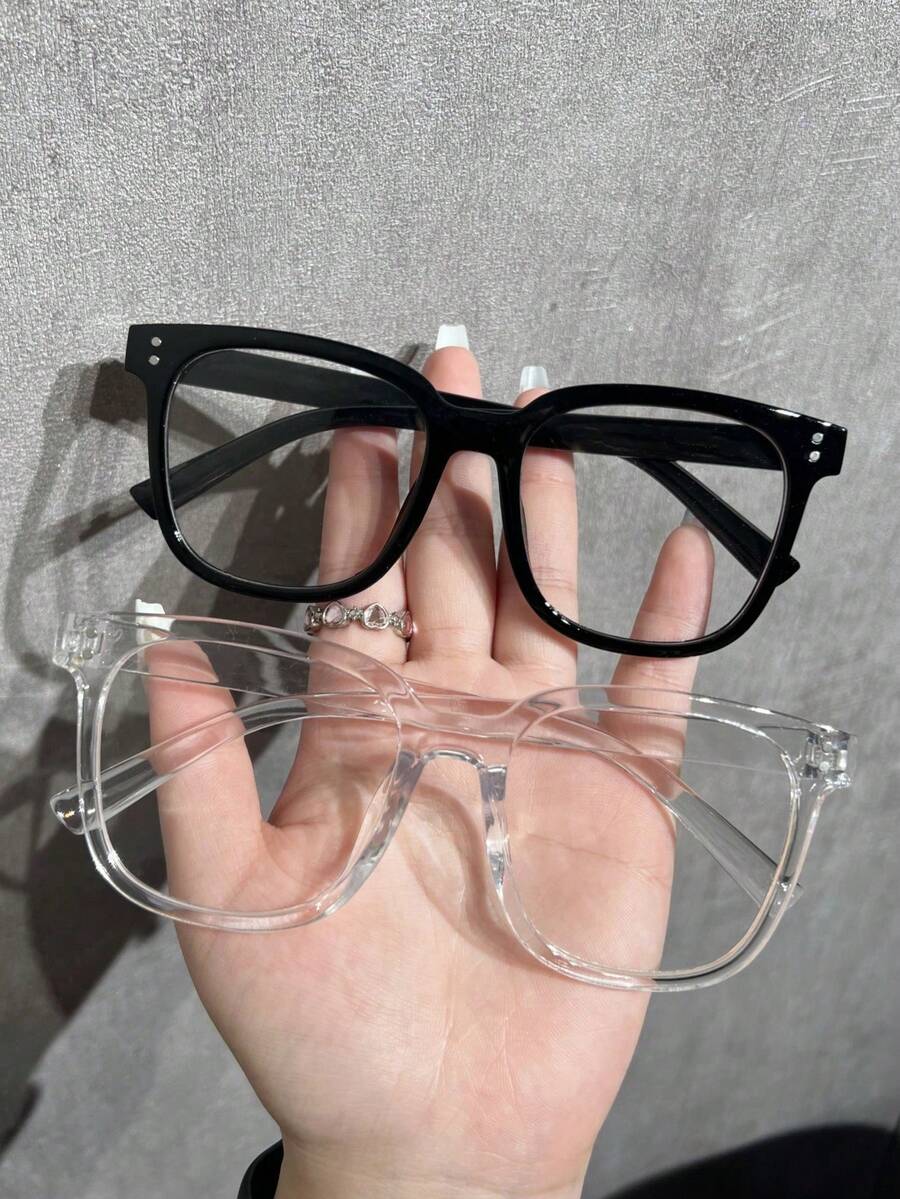 2 Pairs/1 Pair Square Frame Daily Wear Glasses, Suitable For Men And Women. Designed In Campus Style, These Glasses Can Flatter Your Face Shape.