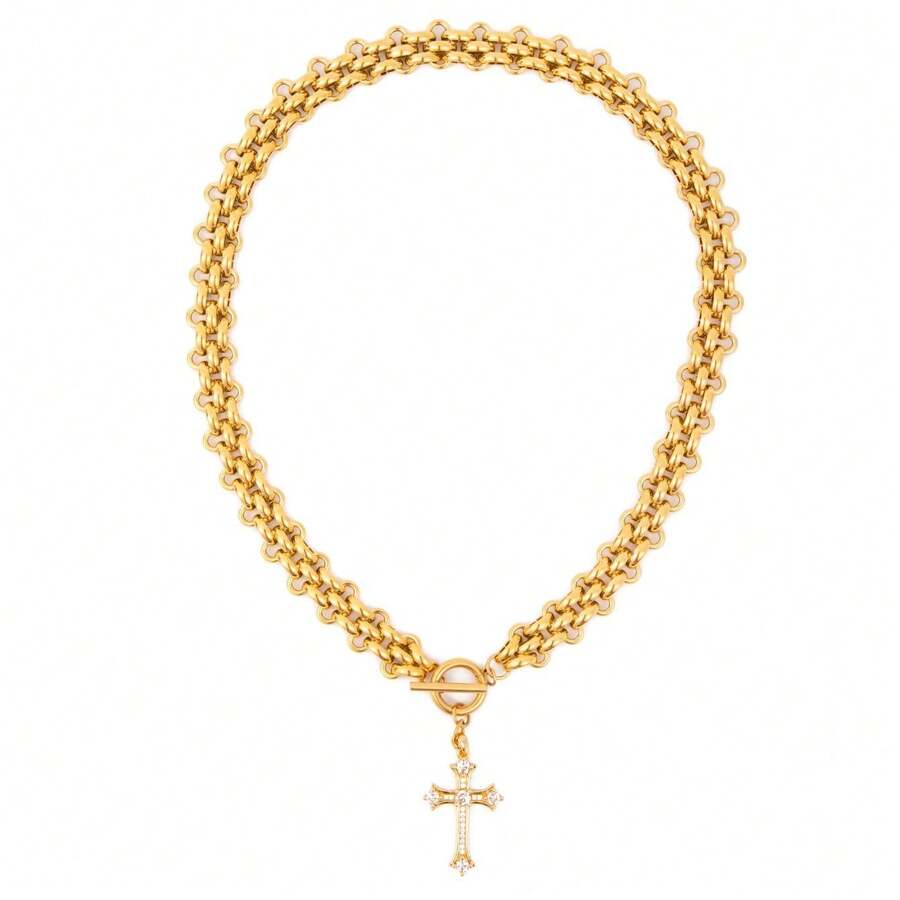 Thick Gold Necklace For Women, Necklace, Heart Necklace, Necklace, Gold Starfish Necklace, 18k Gold Plated Necklaces, Jewelry Gift For - 金十字 - 查看 1