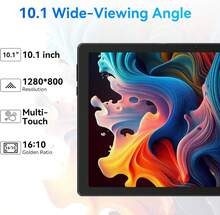 Qetupa 10.1 吋 Android 平板電腦，八核心處理器，4GB RAM，64GB ROM，HD IPS 觸控螢幕，6000mAh 電池，Wi-Fi 6，BT 5.4，5MP+13MP 雙鏡頭（不含適配器） - 藍色 - 查看 2