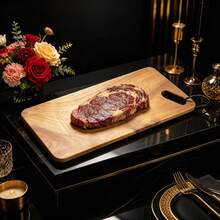 1 Stück Premium Akazienholz Servierbrett, exquisites Steakbrett, rechteckiges Steakbrett, hochwertiges Servierbrett. Speziell für Steak, Fleisch, Gemüse, Obstsalat. Geeignet für Hotel, westliches Restaurant, japanische Küche. - Übersicht 6